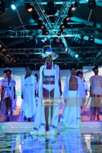 NEW DELHI, INDIA - OCTOBER 12: Schulen Fernandes for Wendell Rodricks' Zentangle collection at Lotus Make-Up India Fashion Week's Spring Summer 2020 Finale presented by the FDCI on October 12, 2019 in New Delhi, India. (Photo by Rubina A. Khan/Getty Images)
