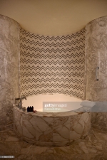 DOHA, QATAR - NOVEMBER 15: The marble bath tub designed in the seafaring theme of the Mandarin Oriental Doha on November 15, 2019 in Doha, Qatar. (Photo by Rubina A. Khan/Getty Images)